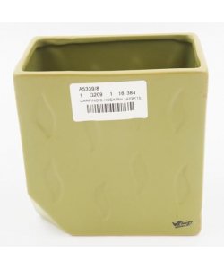 Keramický květináč s listy - zelený