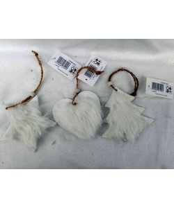 Dřevěné závěsky s kožíškem, sada 3 ks