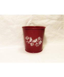 Plechový květináč s ptáčky