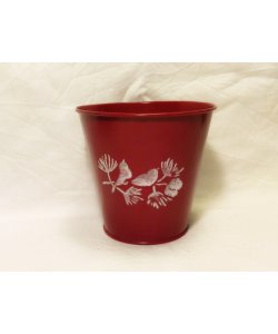 Plechový květináč s ptáčky