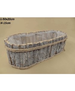 Dřevěný květináč s igelitem