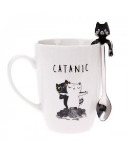 Porcelánový hrnek s kovovou lžičkou v krabičce, 320ml, 1/36