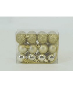 Dekorační kuličky (sada 24 ks) - champagne