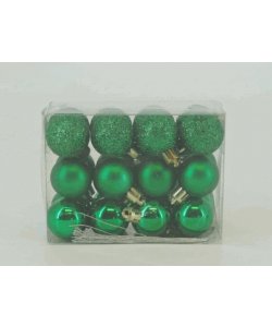 Dekorační kuličky (sada 24 ks) - tmavě zelená