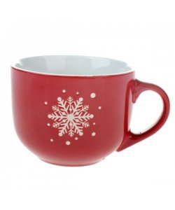Keramický hrnek s vločkou, červený, 500ml, 6/24
