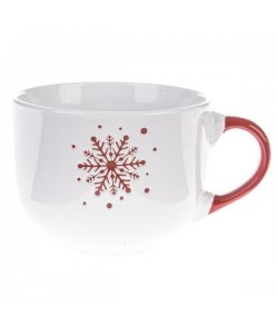 Keramický hrnek s vločkou, bílý, 500ml, 6/24