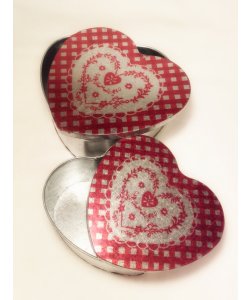 Plechová dóza - srdce, sada 2 ks