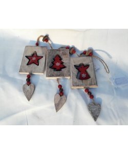 Dřevěná závěska - sada 3 ks