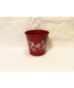 Plechový květináč s ptáčky