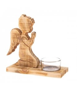 Dřevěný svícen se sklem - anděl, 0/32