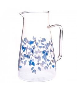 Skleněný džbán - modré květy, 1450 ml, 1/24