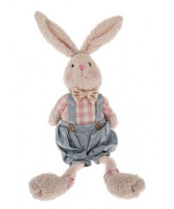 Sedící textilní zajíc - chlapeček