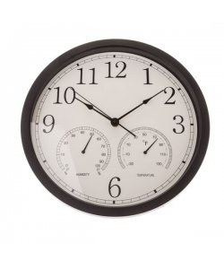 Hodiny na stěnou s teploměrem a vlhkoměrem - 35cm, 1/12