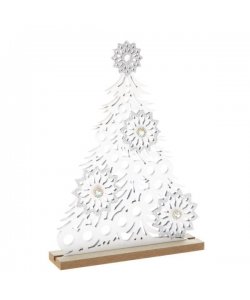 Dřevěná dekorace - vánoční stromek, bílá, 18/36