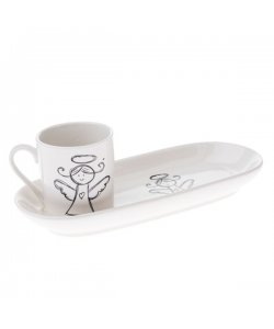 Porcelánový Espresso hrnek 90ml s podtáckem - anděl, 6/36