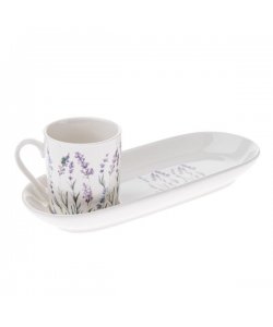 Porcelánový Espresso hrnek 90ml s podtáckem - levandule, 6/36