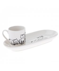 Porcelánový Espresso hrnek 90ml s podtáckem - kočky, 6/36