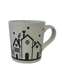 Keramický hrnek s motivem domků - 470 ml, 6/24