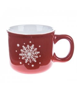 Keramický hrnek s vločkou, červený, 90ml, 12/96