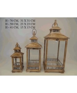 PŘEDOBJEDNÁVKA - Dřevěná lucerna - sada 3 ks