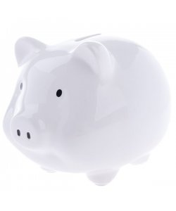 Keramická pokladnička - prasátko, bílá, 0/12