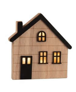 Dřevěný svítící domek   k zavěšení/na postavení, 12/48