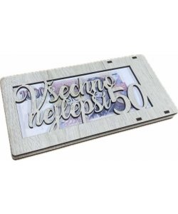 Dřevěná krabička na peníze bílá 50, 0/30