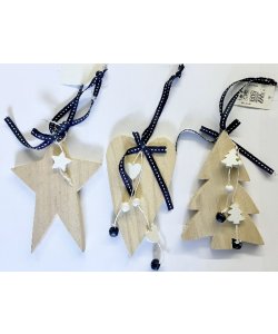 Dřevěná závěska - sada 3 ks