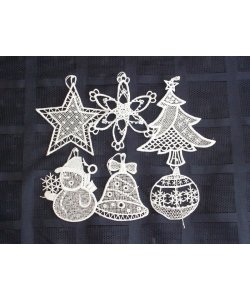 A-Vánoční ozdoby textilní-6ks